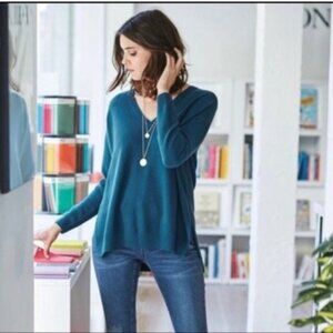Boden Knit Teal Vneck Pullover Sweater
